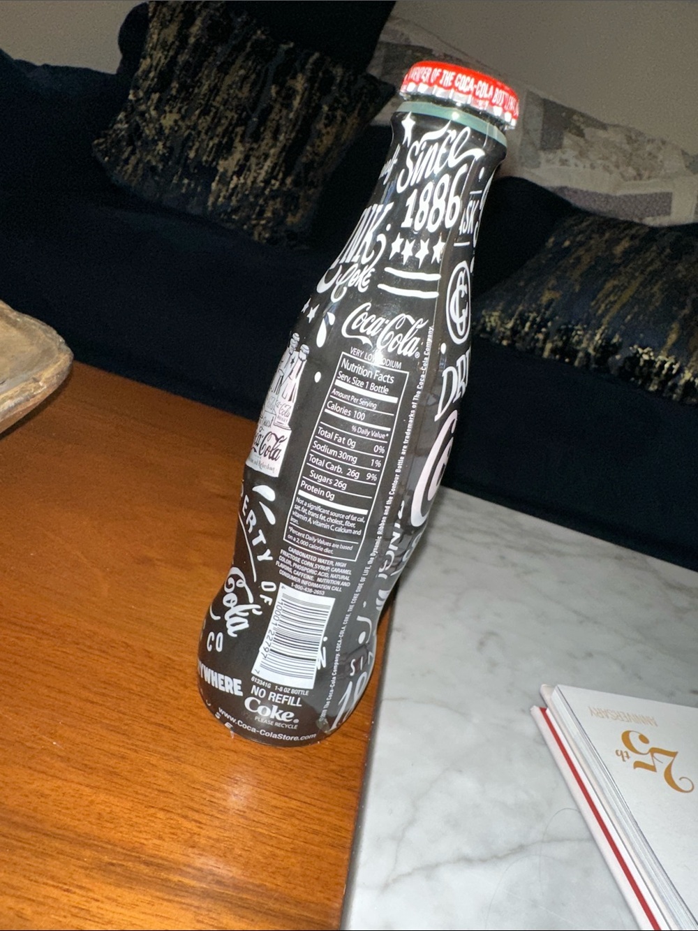 Coca Cola Black Bottle with White Graphic and Red Cap - Picture 4 of 6